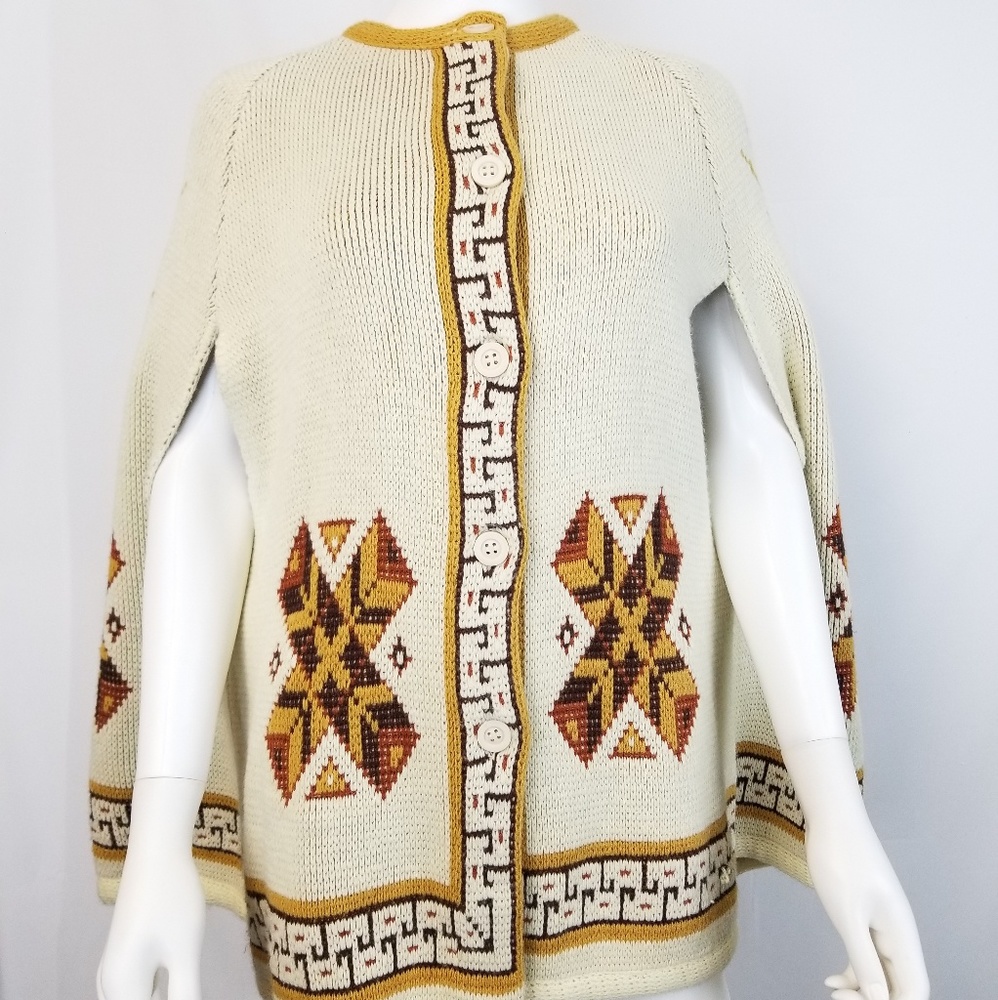 Flying Tomatoes Aztec Poncho S/M Boho